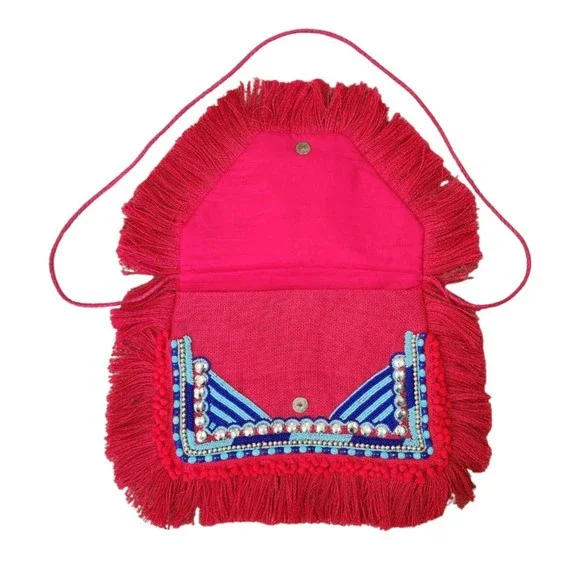 SHASHI Elaine Boho Crossbody Bag Shoulder Pink